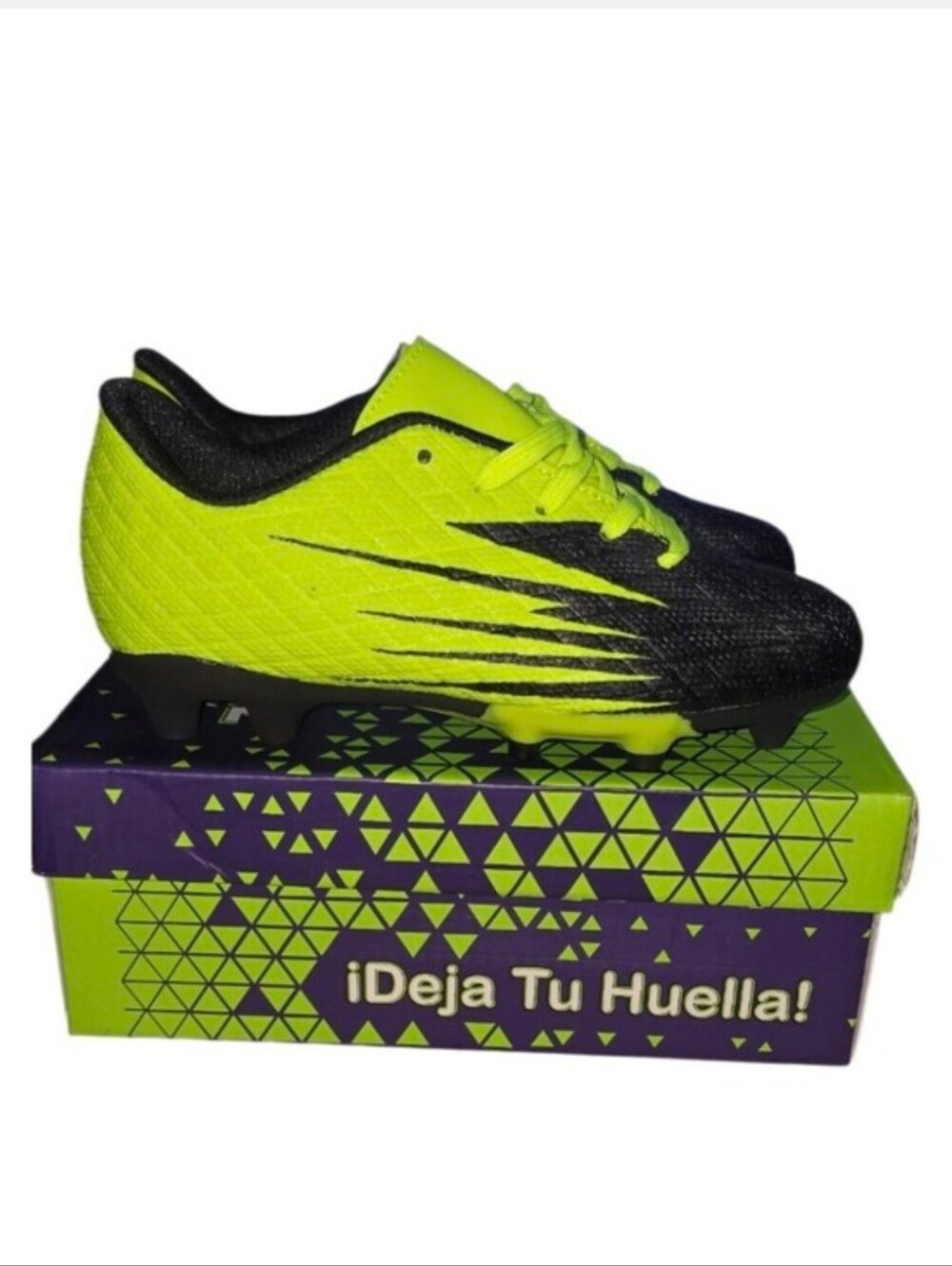 Kids High-Visibility Neon Yellow and Black Soccer Sneakers